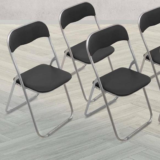 Salamanca Lot De 6 Chaises Pliantes Noires 43x47x78 Cm,Simili Cuir