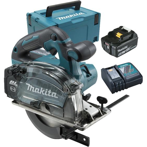 Scie circulaire à métaux 18V + 2 batteries 5Ah + chargeur + coffret MAKPAC - MAKITA - DCS553RTJ