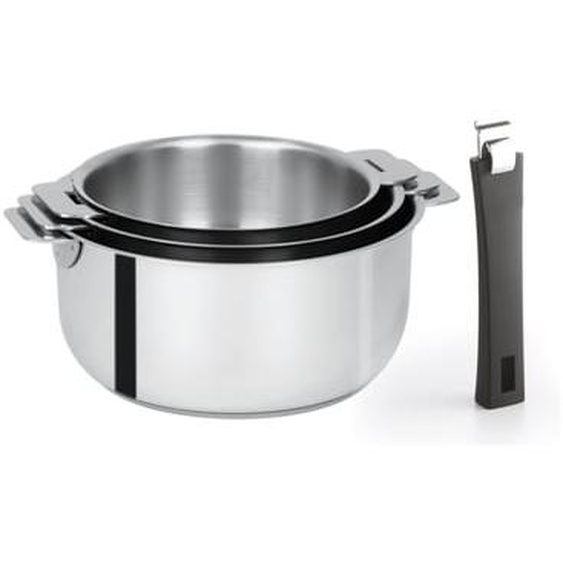 Lot de 3 casseroles Master amovible Ø16, 18 & 20 cm + 1 poignée noir