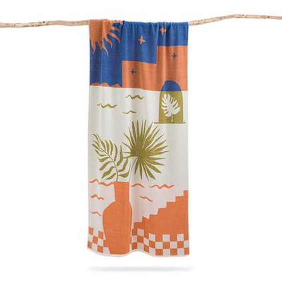 Serviette de plage éponge velours 420g/m2 Santorin