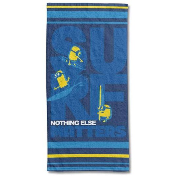 Serviette De Plage Minions - Universal Studio - 70x140 Cm - 100% Coton - Bleu Bleu