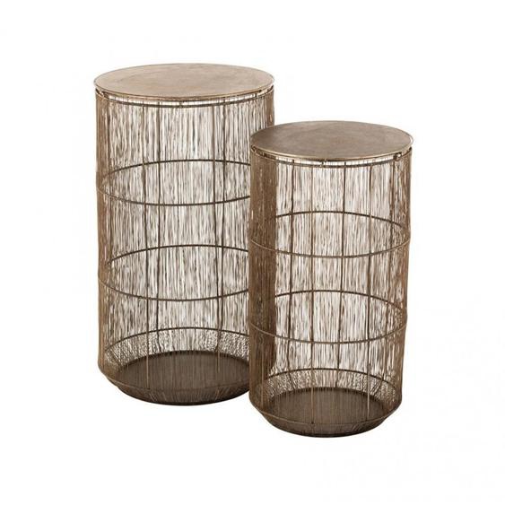 Set de 2 tables gigognes panier arrondie en métal Rouille