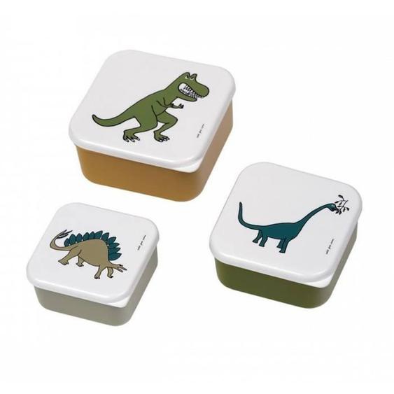 Set De 3 Lunch Box Les Dinosaures - Petit Jour - Rectangulaire - Compatibilité Lave-vaisselle - Enfant Blanc