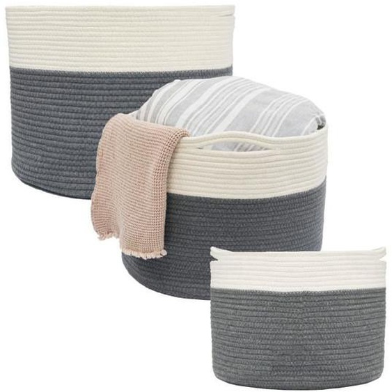 Panier en Corde de Coton - DUNEDESIGN - Set de 3 - Capacité 20-45L - Style Scandinave - Durable