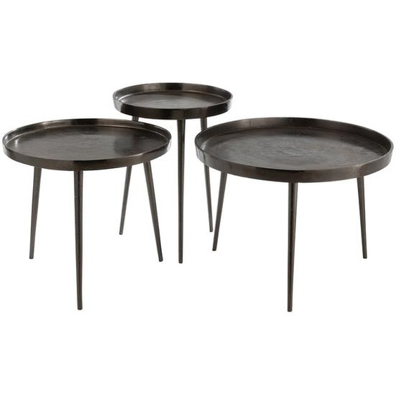 Set de 3 tables gigognes ronde FESO en métal gris foncé