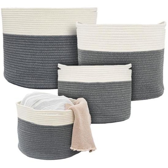 Panier en Corde de Coton - DUNEDESIGN - Set de 4 - Capacité 20-60L - Style Scandinave - Rangement Pratique