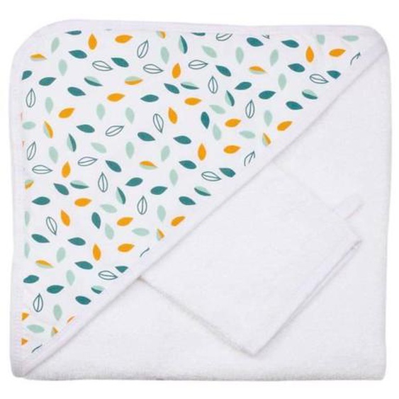 Set De Bain Bébé - Feuilles Trois Kilos Sept - Blanc 70x70 Cm Beige