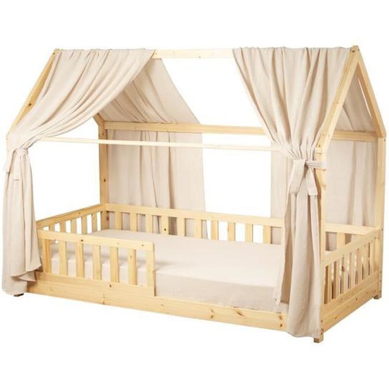 Set de Double Ciel de Lit Cabane en gaze de coton DUO Beige 130x330 cm