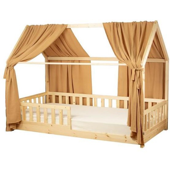 Set de Double Ciel de Lit Cabane en gaze de coton DUO Camel 130x330 cm