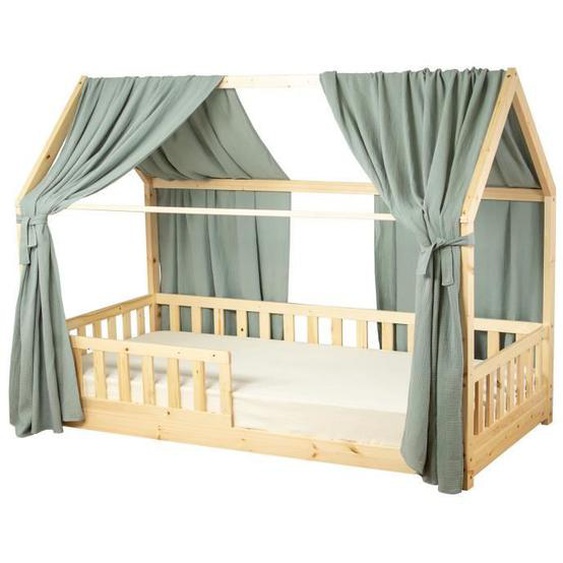 Set de Double Ciel de Lit Cabane en gaze de coton DUO Vert 130x390 cm