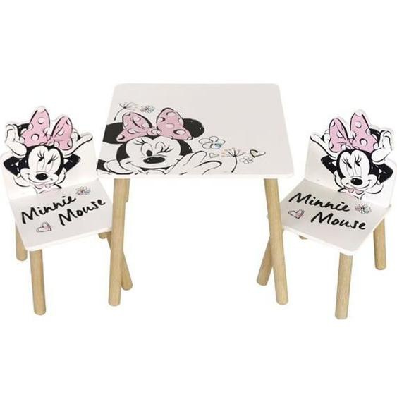 Set de table  et 2 chaises  en bois de Disney Minnie