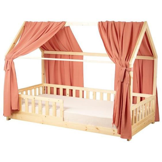 Set double ciel de lit cabane en gaze de coton DUO Terracotta 130x330 cm