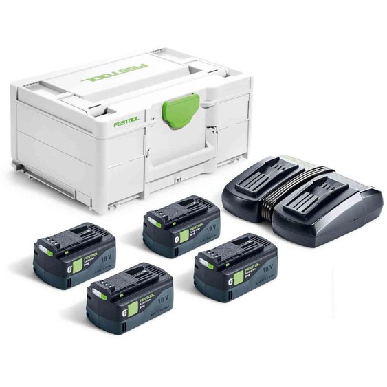 Set énergie SYS 18V 4 batteries 5Ah + chargeur TCL 6 DUO en coffret Systainer SYS3 - FESTOOL - 577709