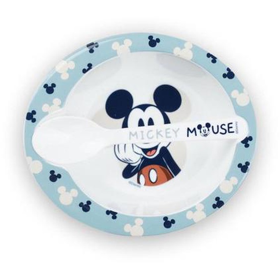 Set Repas Micro-onde Bol + Cuillere Mickey Bleu