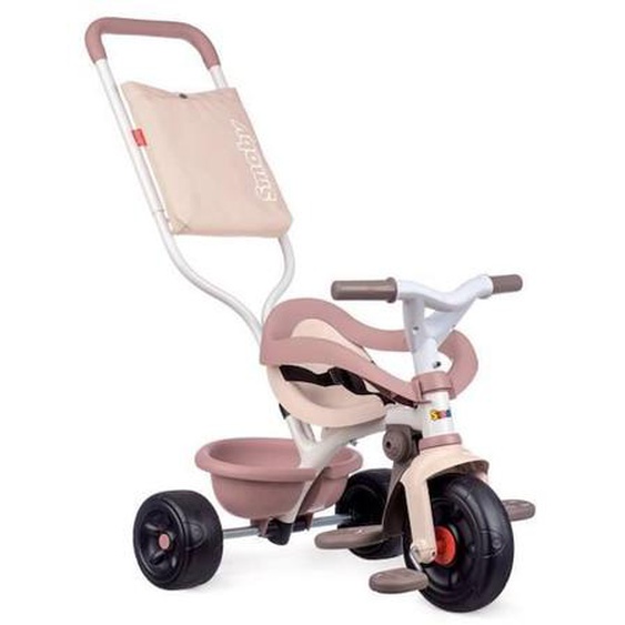 Smoby -tricycle Évolutif Enfant Be Fun Confort - Rose - Canne Parentale Amovible - Repose-pieds Rétractable Rose