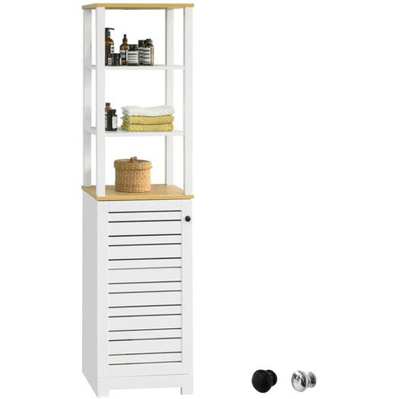 Sobuy Meuble Colonne De Salle De Bain Armoire Haute Meuble De Rangement, Bzr43-W