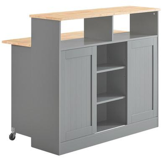 Sobuy Fsb36-Hg Buffet De Rangement Placard De Cuisine Ilot De Cuisine Armoire De Cuisine Multi-Rangements Avec Portes Coulissantes Et Plan De Travail Extensible