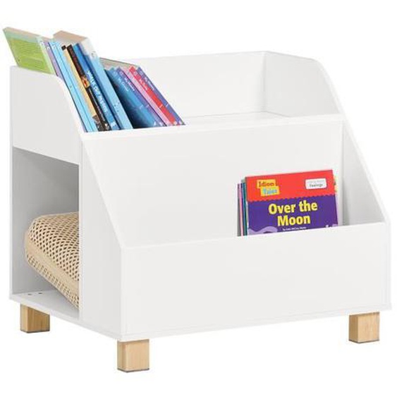 SoBuy KMB54-W Coffre à Jouets, Meuble Enfant Meuble de Rangement avec 3 Compartiments 60 x 48 x 53 cm - Blanc