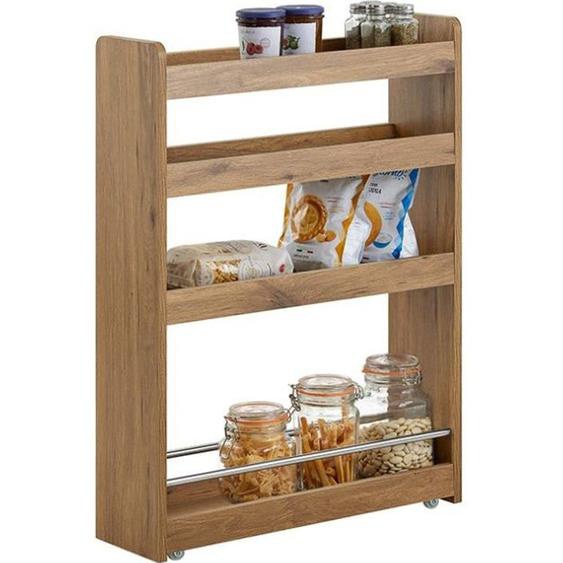 SoBuy NSR01-PF Desserte de cuisine - Chariot de Service - 4 Étages - à roulettes en Bois L60xP18,5xH81cm