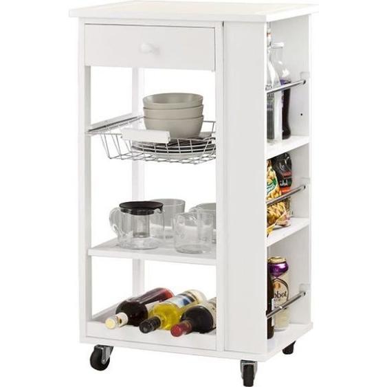 SoBuy® FKW12-W Desserte à roulettes, Meuble rangement, Kitchen Trolley Chariot de Cuisine en bois, L50cmxH85cmxP37cm -Blanc