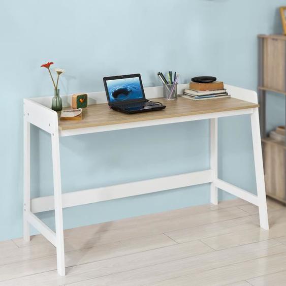 SoBuy® FWT41-WN Bureau Informatique Secrétaire Table pour ordinateur conception simple plan de travail