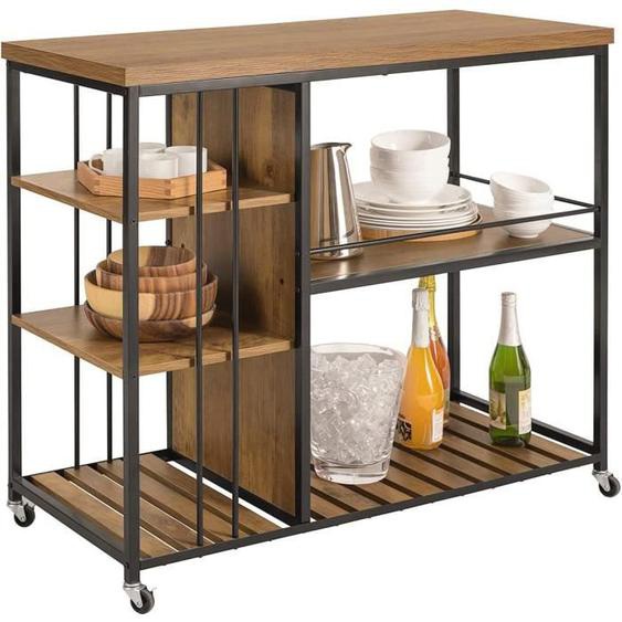 SoBuy SVW18-F Desserte de Cuisine à roulettes Meuble de Rangement Style Industriel, Cadre en Acier Stable – 110 x 45 x 92 cm