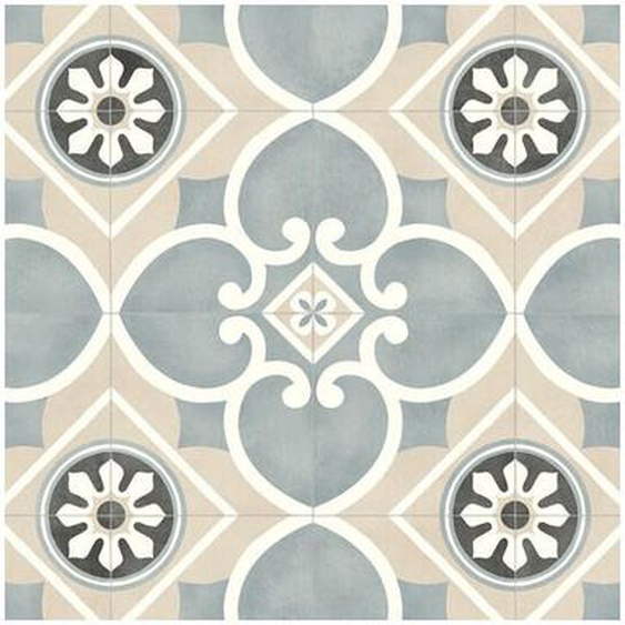 Sol Vinyle Style - Carreaux de ciment Florence - Beige - Rouleau de 2m x 7m