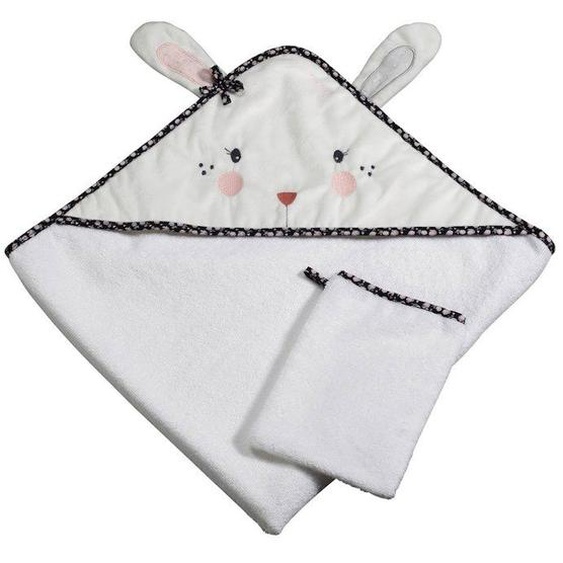 Sortie De Bain Lapin - Sauthon - Miss Fleur De Lune - Blanc - 75x75cm - Coton Blanc