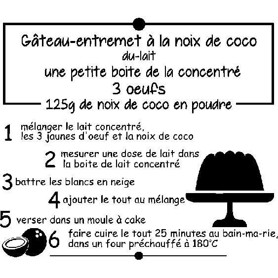 Sticker citation recette Gâteau à la noix de coco