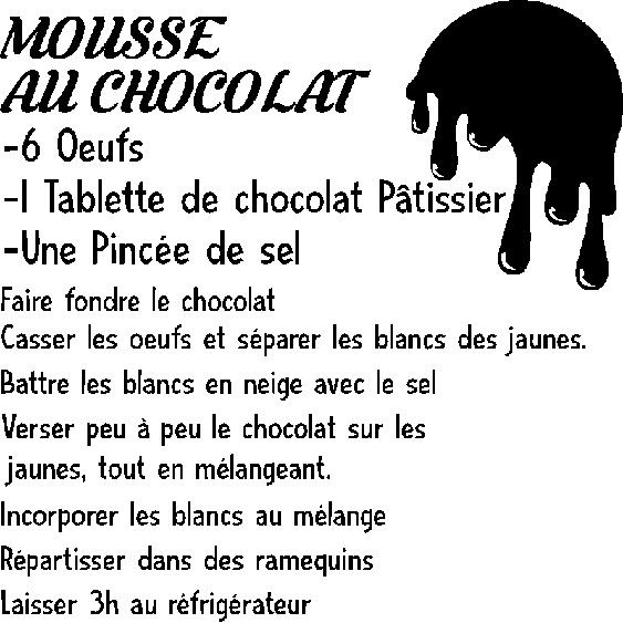 Sticker citation recette Mousse au chocolat, 6 oeufs ...