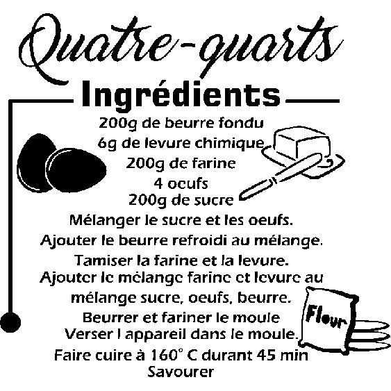 Sticker citation recette Quatre-quarts