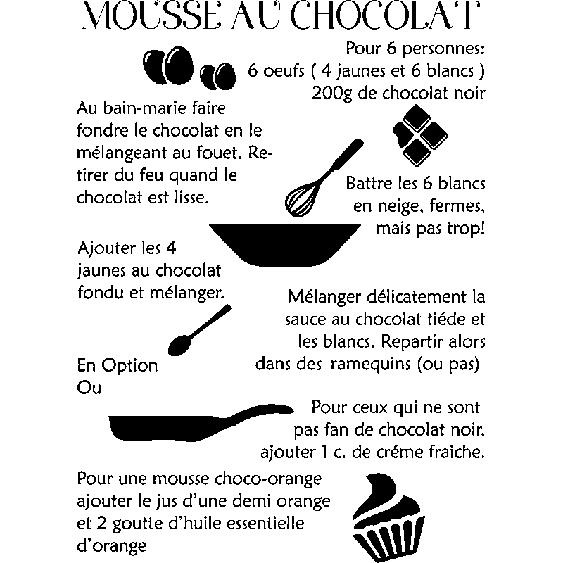 Sticker cuisine recette Mousse au chocolat