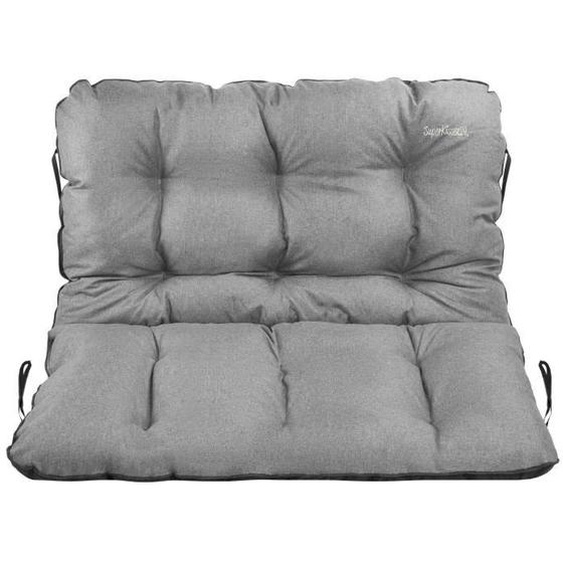 SuperKissen24. Coussin Dossier pour Banc de Jardin Canapé 100x60x50 cm - Bain de Soleil - Extérieur - Imperméable - Lin Gris