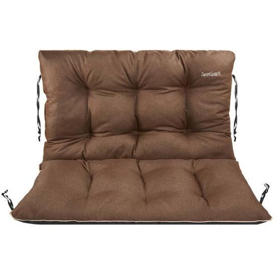 SuperKissen24. Coussin Dossier pour Banc de Jardin Canapé 100x60x50 cm - Bain de Soleil - Extérieur - Imperméable - Lin Marron