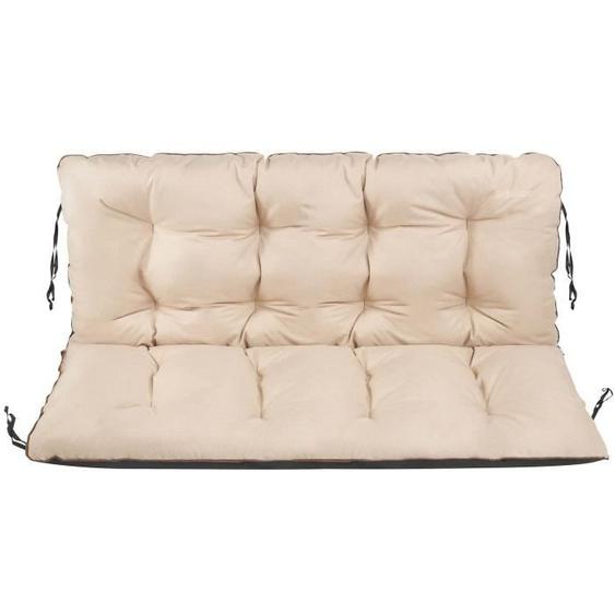 SuperKissen24. Coussin Dossier pour Banc de Jardin Canapé 120x60x50 cm - Bain de Soleil - Extérieur - Imperméable - Lin Beige