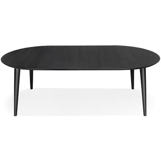 Table à dîner ronde extensible ORTENSIA en bois noir - 120-220x120 cm
