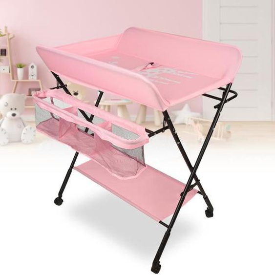 Table à Langer Pliable Portable Rose - KEDIA - Grand comptoir - Métal - 40 kg - 0 mois - Naissance