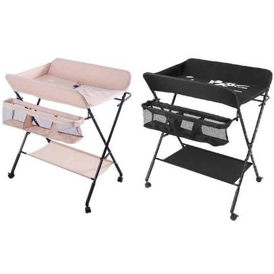 Table à Langer Pliable pour Bébé - Marque - Modèle - Réglable en Hauteur - Tissu Oxford Imperméable - Rose