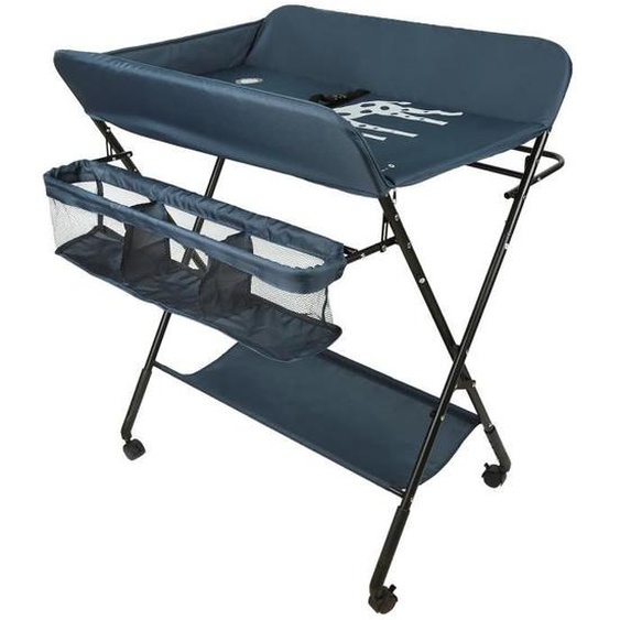 Table à Langer Pliante pour Bébé - QIFAshma - Bleu Foncé - Hauteur Réglable - Capacité de Charge 30 kg