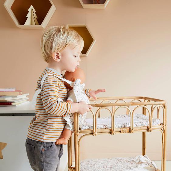 Table à langer poupon en rotin beige