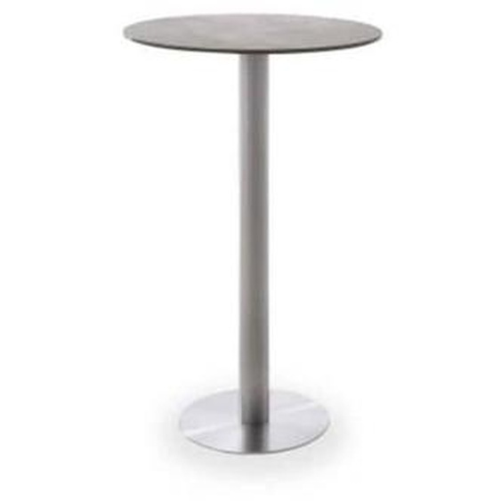 Table bar ronde avec plateau ceramique moka avec pietement acier brosse - L65 x H105 x P65 cm