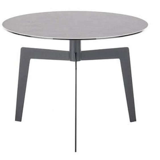 Table basse ronde  BENA  60 plateau Céramique gris piétement métal noir laqué mat