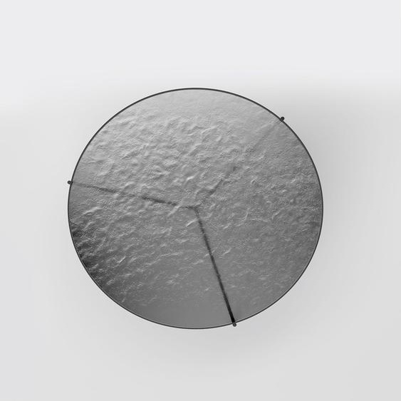 Table basse ronde ESPRIT acier noir verre forgé gris fumé