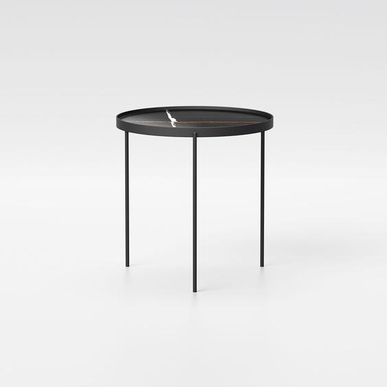 Table basse ronde ESPRIT acier noir verre trempé noir sahara