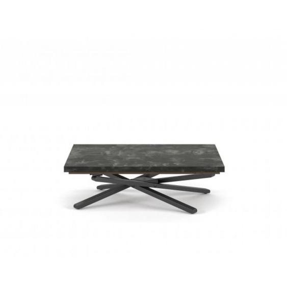 Table basse transformable SHAZAM pieds métal noir plateau finition pierre