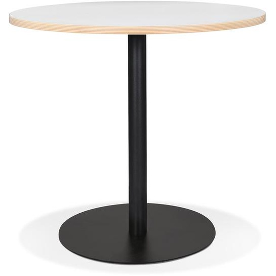 Table bistrot ronde YOGI blanche avec un pied en métal noir - Ø 80 cm