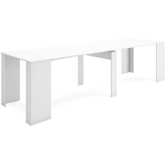 Table Console Extensible Rallonges Jusquà  300cm Blanc Mat Jusquà  14 Personnes - Skraut Home