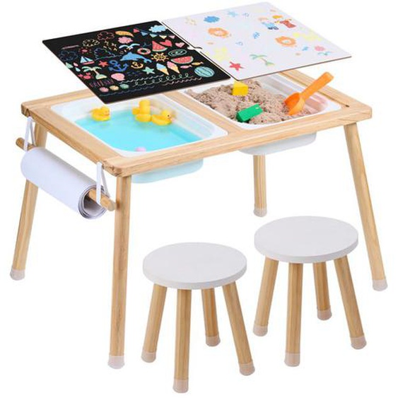 Table dActivités pour Enfants-VEVOR-Table dExploration Sensorielle avec 3 Bacs de Rangement-Dessiner et Étudier