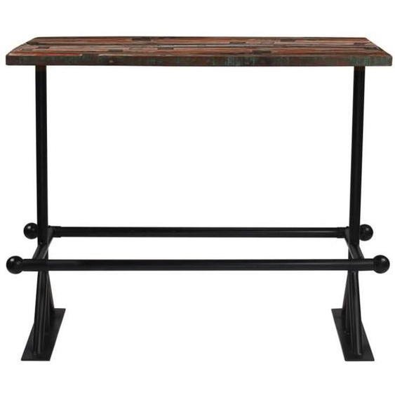 Table de bar en bois de récupération massif multicolore 150x70x107 cm - Meuble de salon