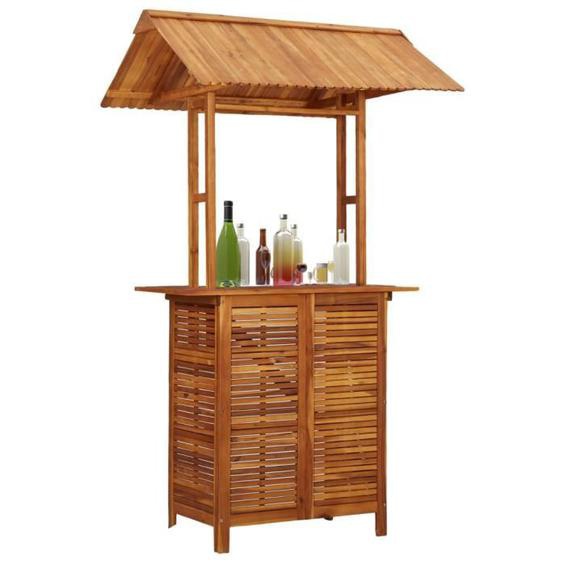 Table de bar dextérieur avec toit - Omabeta - élégante - bois dacacia massif - 122x106x217 cm 7405148115129